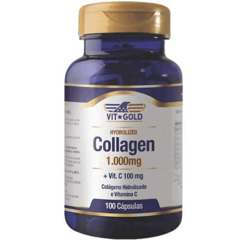 Colágeno Hidrolisado 100 Cápsulas e Vitamina C - Vitgold