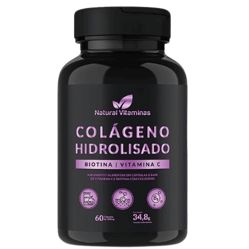 Colágeno Hidrolisado 60 Cápsulas Com Biotina e Vitamina C - Natural Vitaminas