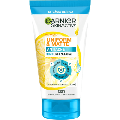 Sabonete Facial Antiacne 3 em 1 - Garnier Uniform & Matte